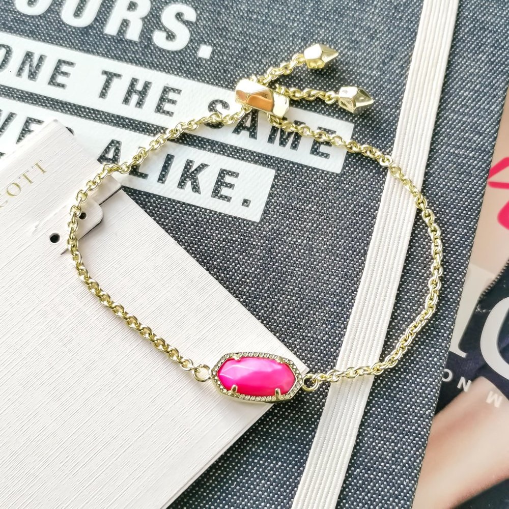 New Gold kendra scott Elaina Adjustable Chain Bracelet Purple Pearl